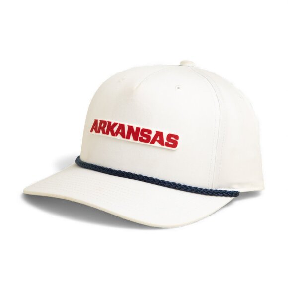 Arkansas Razorbacks ARKANSAS Red 3D Five Panel Classic Rope Hat- White/ Navy - Picture 2 of 3